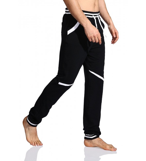 Men's Casual Baggy Drawstring Jogger Sweatpants - Black - CW12O2IX6DZ