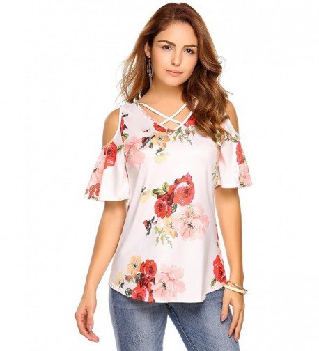 Womens Casual Crisscross Blouses T Shirts