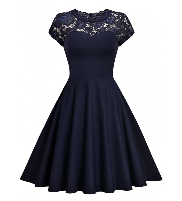 navy lace swing dress