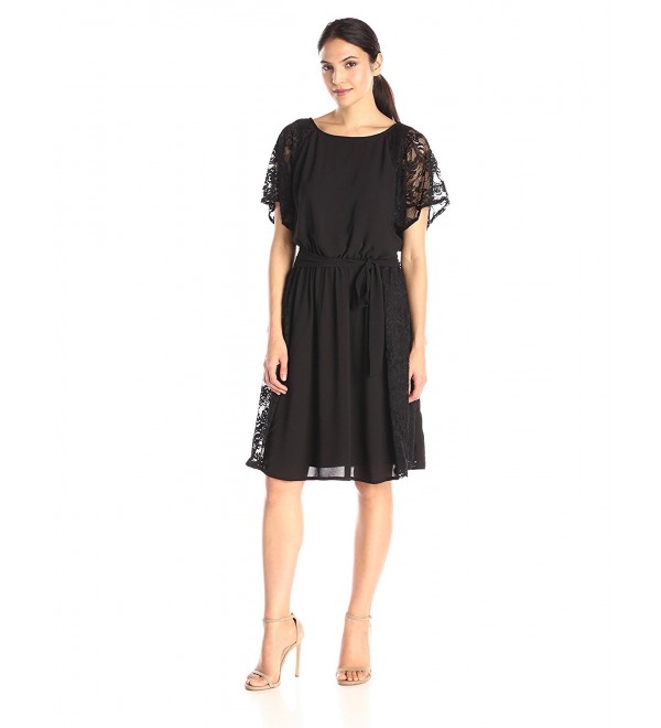 Women's Night and Day Lace-Trim Dress - Black Pat Q - CA12BTY6BJV
