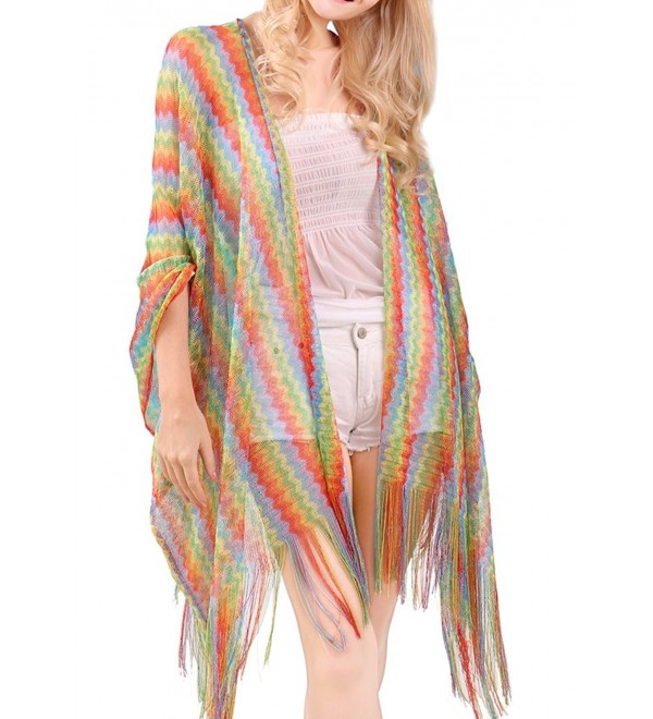 MissShorthair Colorful Striped Cardigan Beachwear