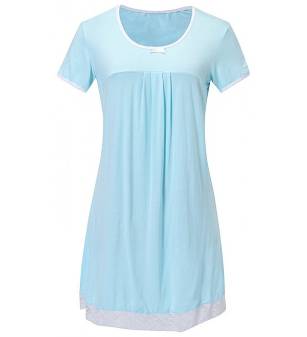 Women's Nightgown Short Sleeve Sleep Dress Scoopneck Cotton Soft ...