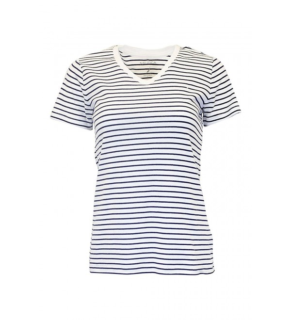 Nautica Womens Striped V neck T shirt
