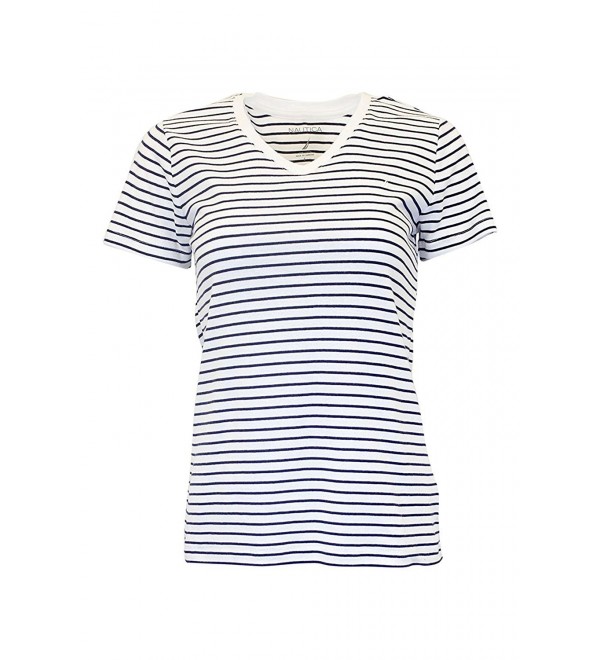 Nautica Womens Striped V neck T shirt
