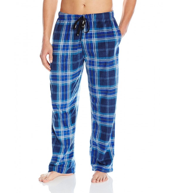 Men's Microfleece Plaid Lounge Pant - Blue - C212MJ1LYKJ