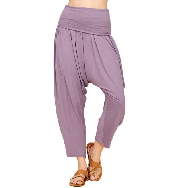 Women's High Waisted Fold Over Harem Jogger Pants With Pockets ...