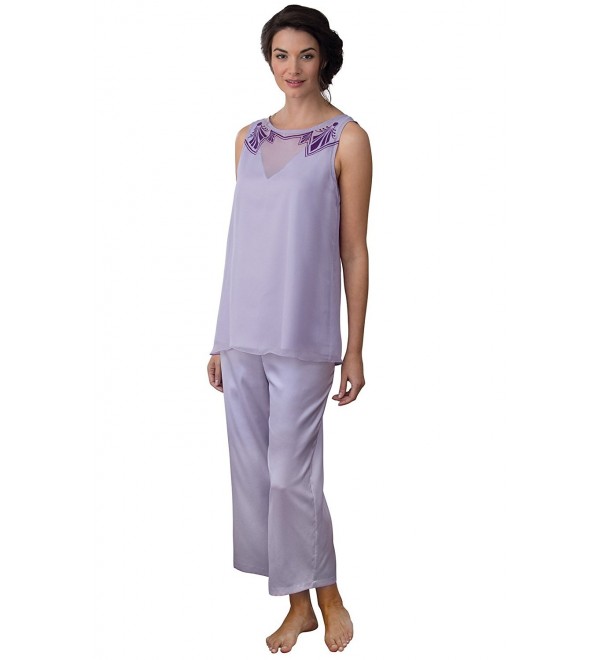 PajamaGram Womens Downton Pajamas Lavender