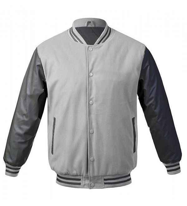 USA Men's Premium Vintage Baseball Letterman Varsity Jacket - Light ...