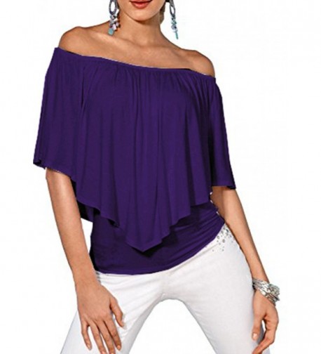 Merryfun Womens Shoulder Casual Pruple