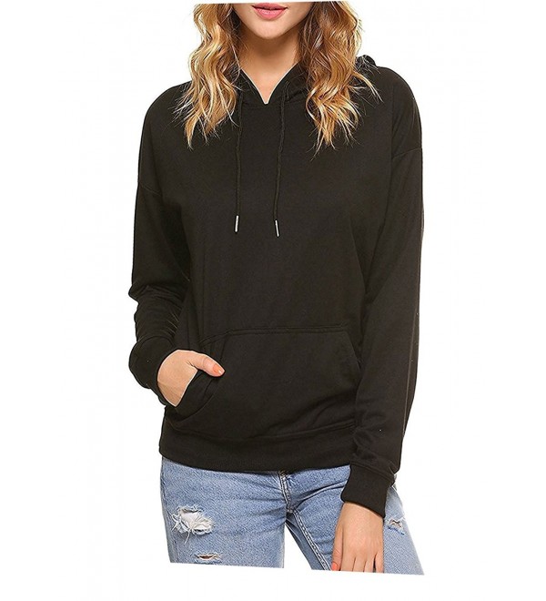 Women's Round Neck Sweatshirt Pocket Pullover Long Sleeve Loose Shirts ...