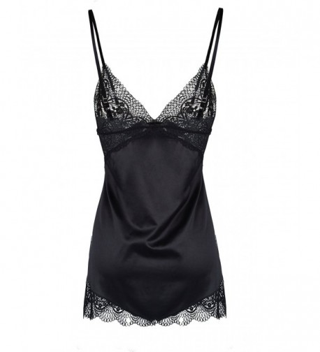 Lingerie Nightwear Sleepwear Decorated - Black - CT1808WGDMH