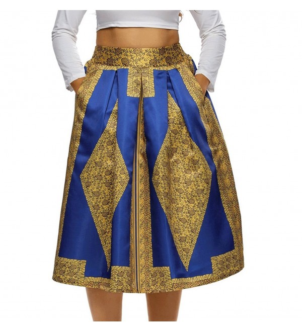 8827 - Vintage High Waist Floral Printed A-Lined Midi Skirt - Tribal ...