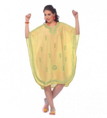 Leela Yellow Stitched Embroidered Kaftan