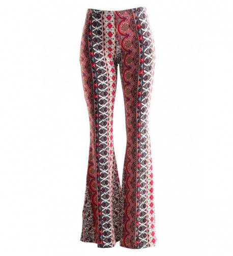 Womens Boho Comfy Stretchy Bell Bottom Flare Pants - Coralmulti ...