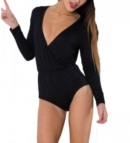 PERSUN Womens Black Sleeve Bodysuit