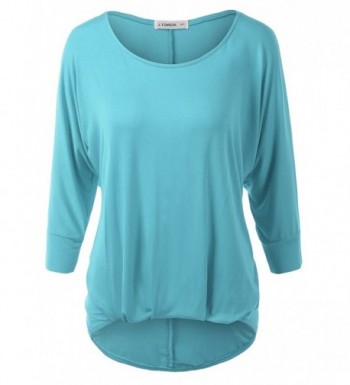 J TOMSON Womens Sleeve U Neck LightBlue