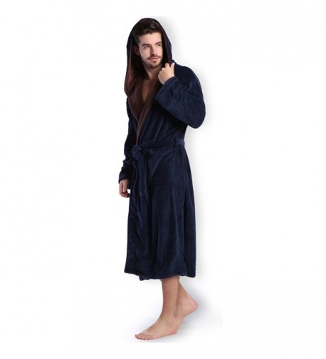 Hooded Herringbone Bathrobe Kimono Collar