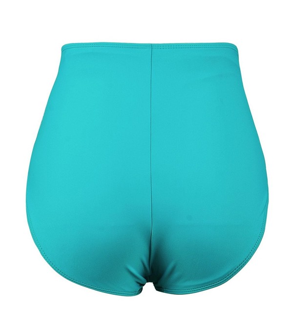 Women's High Waisted Shirred Swim Bottom Retro Bikini Brief Swim Shorts ...
