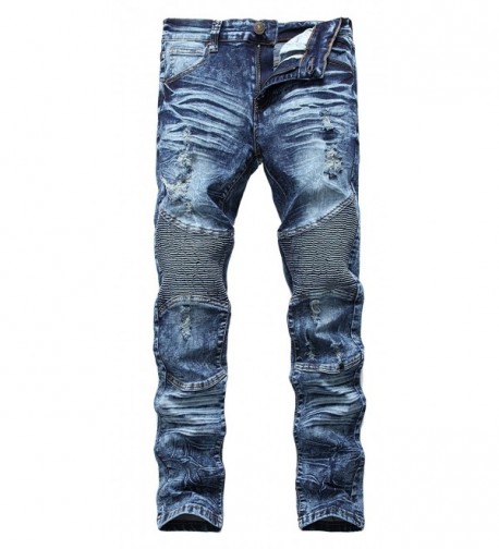 Men's Biker Moto Skinny Ripped Distressed Destroyed Fit Denim Jeans ...