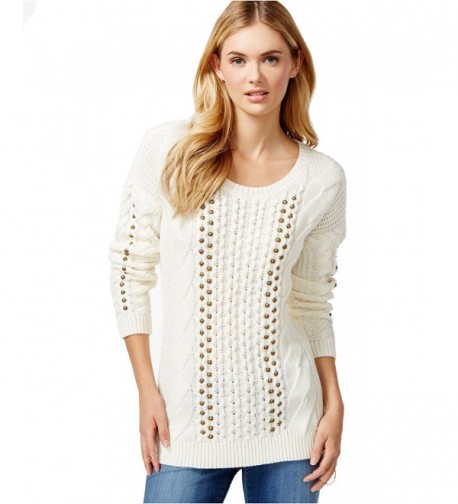 Bar III Embellished Cable Knit Sweater