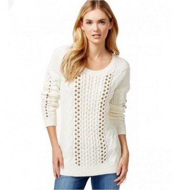 Bar III Embellished Cable Knit Sweater