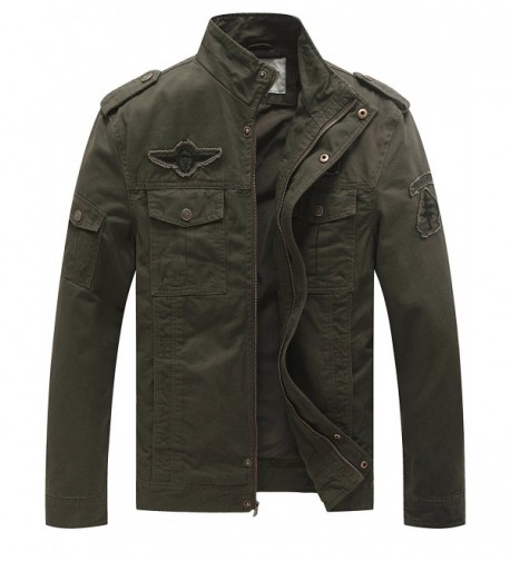 WenVen Fashion Cotton Jackets Military
