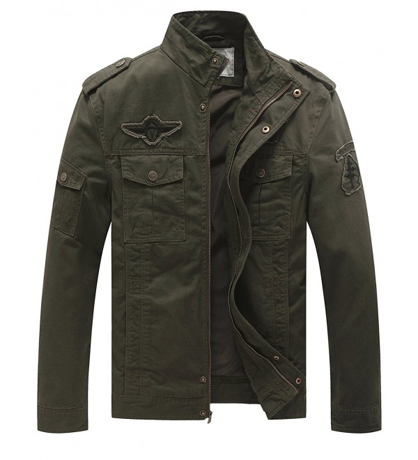 WenVen Fashion Cotton Jackets Military