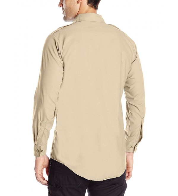 Men's Classic Long Sleeve Security Shirt - Khaki - CB11DMT43QF