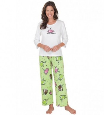 PajamaGram Womens Coffee Pajamas Green