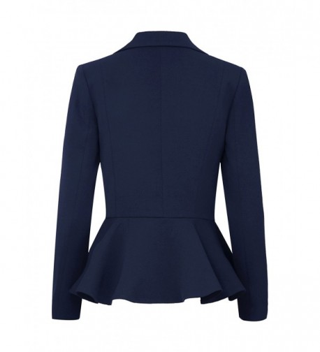 Women's Notched Lapel Long Sleeve Button Asymmetric Peplum Blazer ...