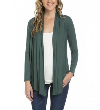 TheLovely Long Sleeve Open Front Draped Cardigan - Made in USA - Dark ...