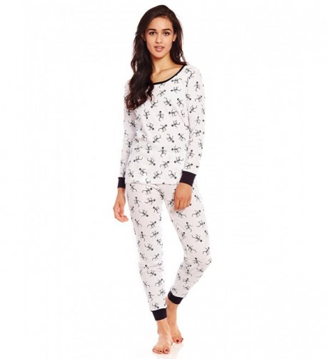 Women Piece Pajama White Skeleton