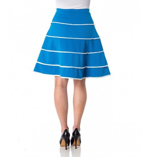 Alki'i Women's A-Line Layered Striped Mini Skirt - Blue - C111YXZDMK5