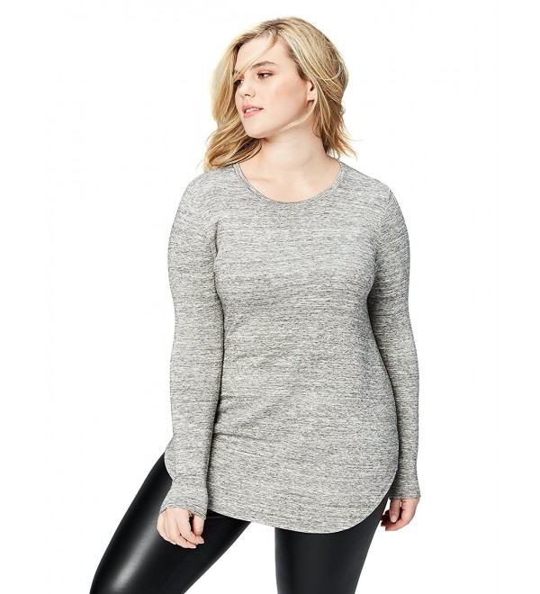 Women's Plus Size Supersoft Terry Long-Sleeve Shirt With Shirttail Hem ...