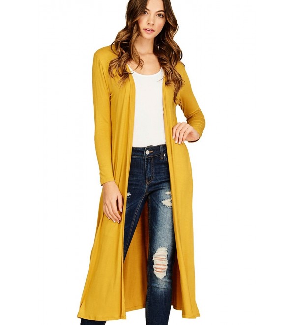 Women's Comfy Long Sleeve Open Front Cardigan Longline Duster Coat With ...