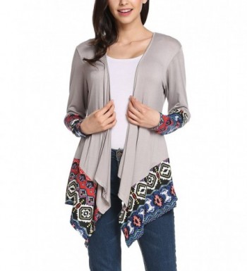 Womens Solid High Low Long Sleeve Boho Open Front Blouses Cardigans S ...