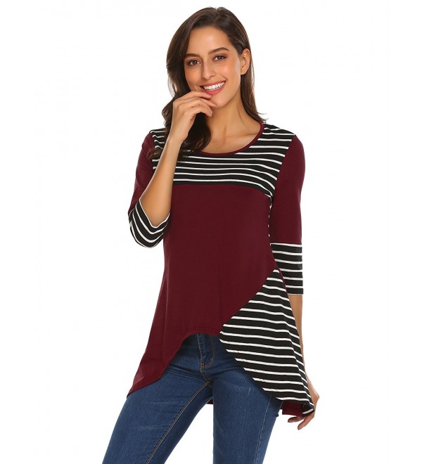 Sleeves Stripes Patchwork Layered - Wine Red - CW188YDKA3T
