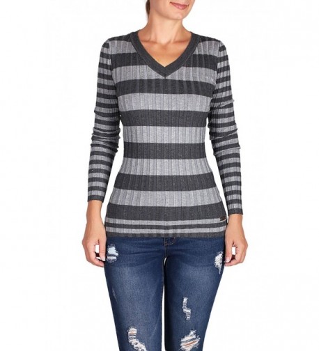 BodiLove Striped Pullover Stretchy Charcoal