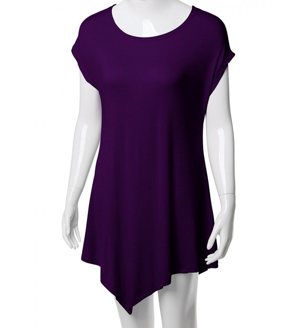 Women Short Sleeve U-Neck Tie-Dye Long Tunic Top - Cwtts052_darkpurple ...