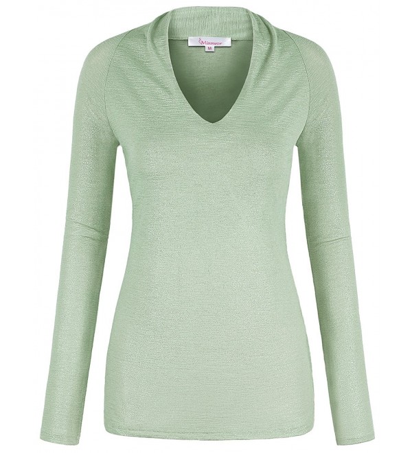 Womens Long Sleeve Blouse Shirt Tops - 08 Green - CV1850M7G89