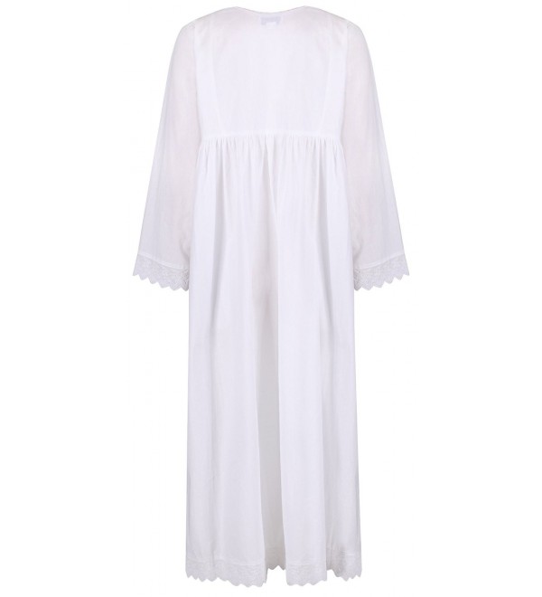 Nightgown 100% Cotton Womens Long Nightie + Pockets HELS1S - White ...
