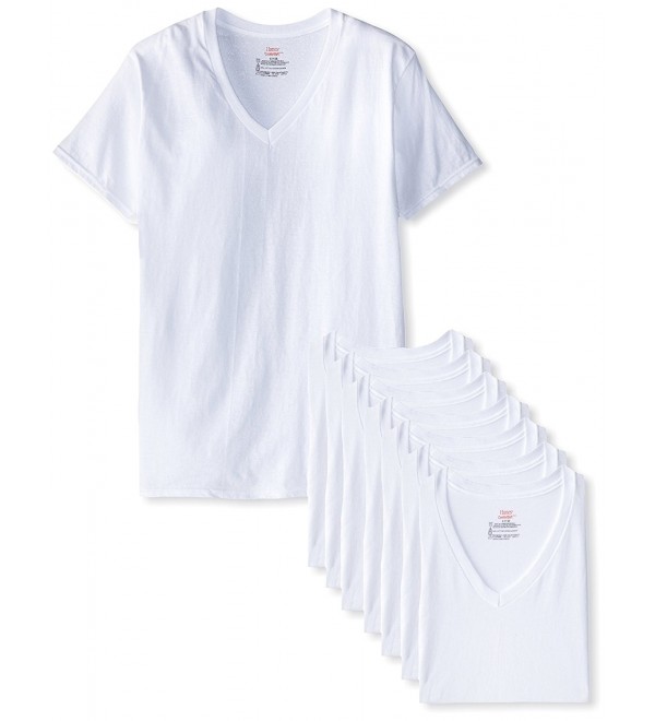 Hanes 8 Pack V Shirt White Large