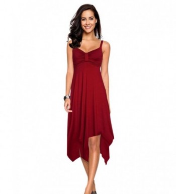 Leadingstar Spaghetti Asymmetrical Sundress Burgundy