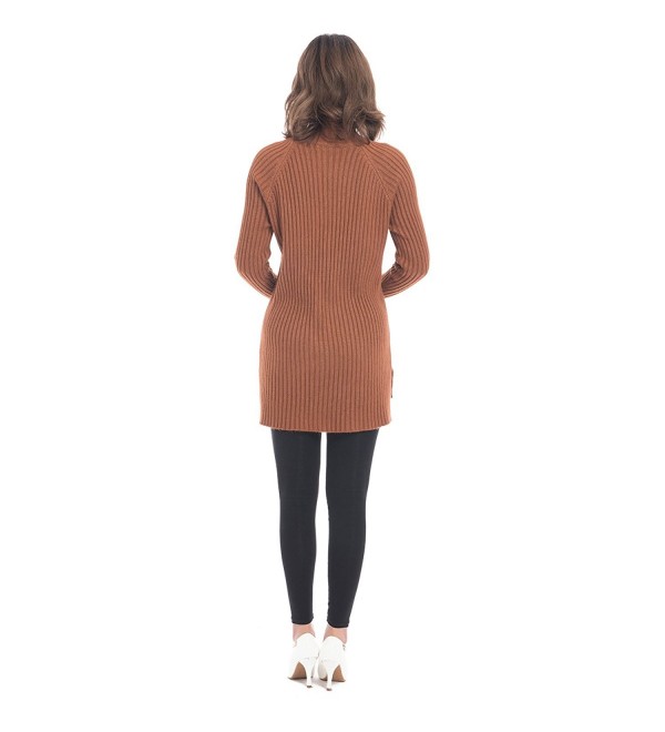 Rib Knit Turtleneck Sweater Solid Color Long Sleeve Mockneck Hi Lo hem ...
