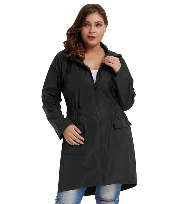 Women Plus Size Lightweight Raincoat Travel Hoodie Rain Jacket HN0037 ...