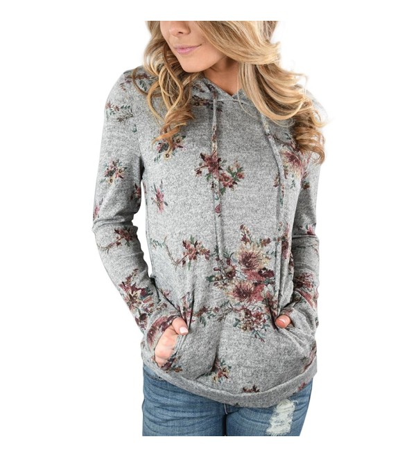 YOUCOO Floral Sleeve Pullover Sweatshirt