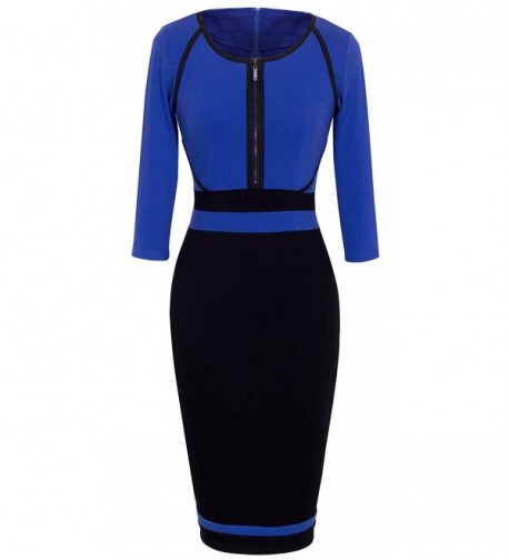 HOMEYEE Womens Vintage Colorblock Bodycon