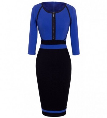 HOMEYEE Womens Vintage Colorblock Bodycon