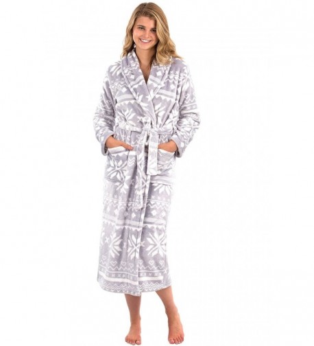 Women's Soft Warm Robe Lapel Long Sleeve Plush Button Down Bathrobe S ...