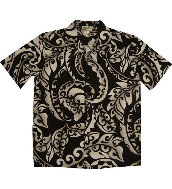 Kanaka Tribal Tattoo Men's Hawaiian Shirt - Black - CT127LBQDXF